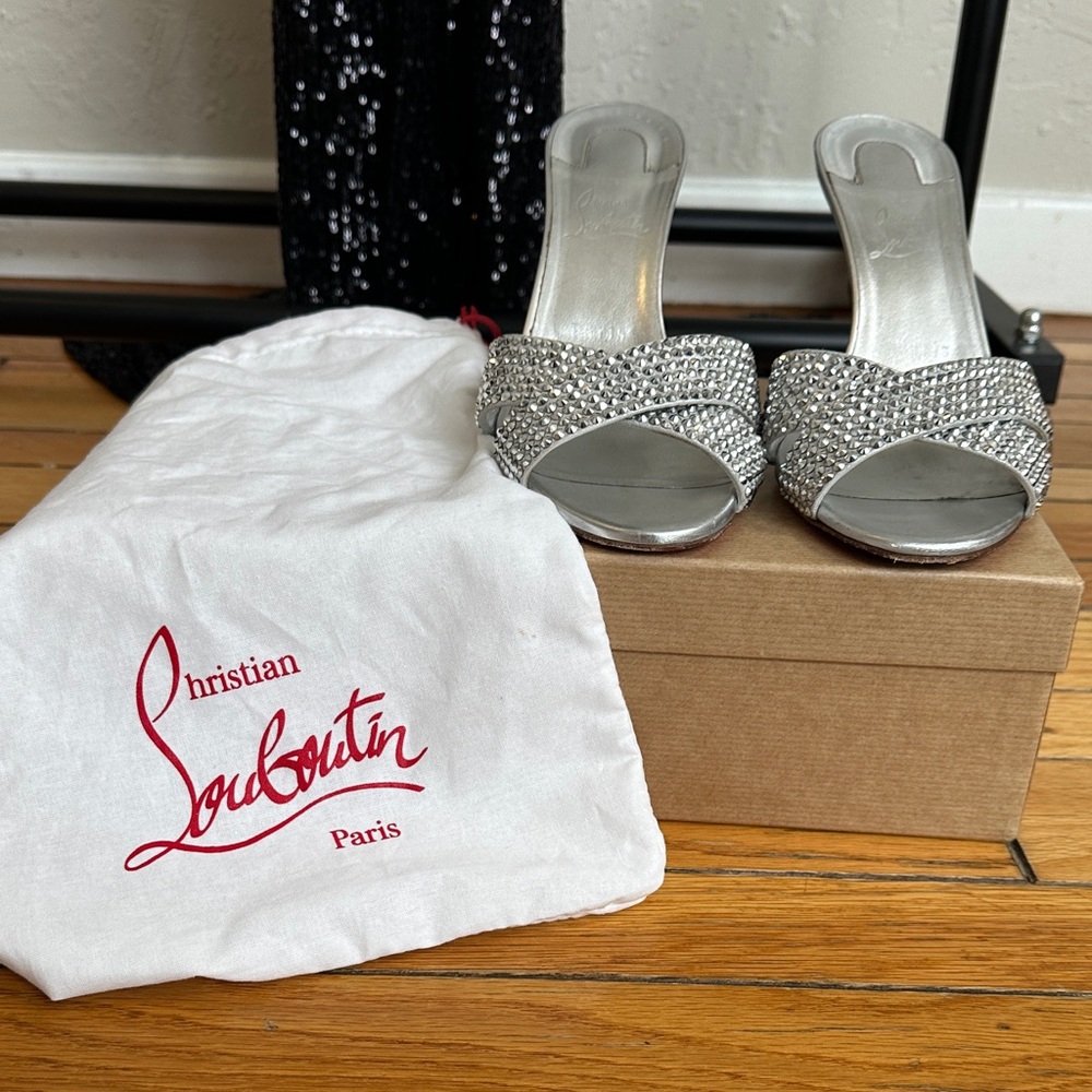 Christian Louboutin Silver Heeled Sandals